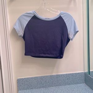Two Tone Blue Cropped Tee